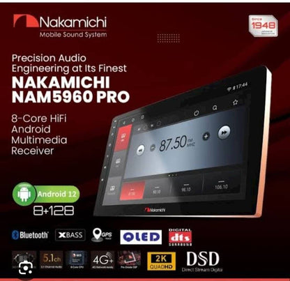 Nakamichi NAM5960 Pro Android car stereo, 8GB/128GB