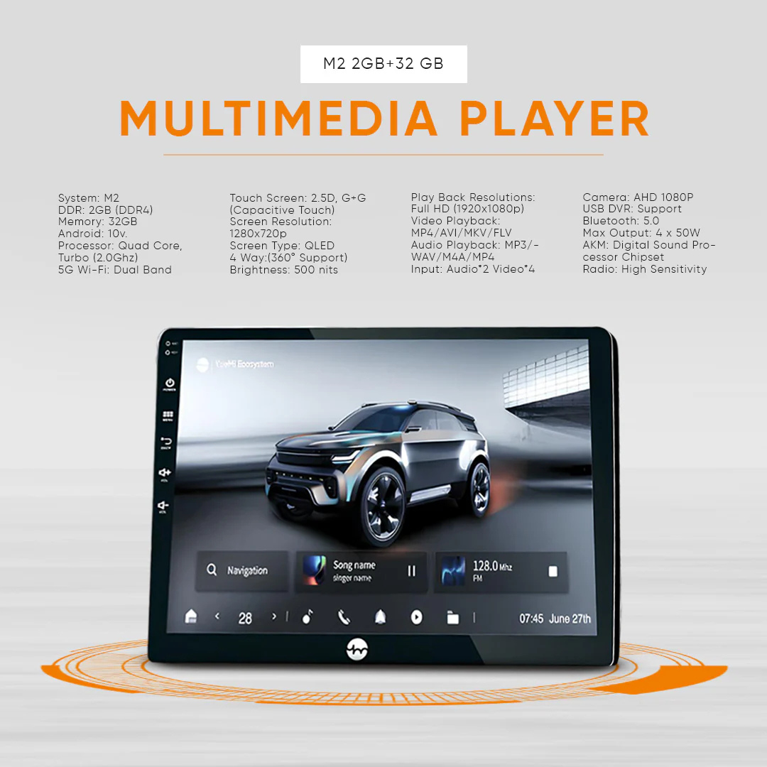 Yuemi M2 Android car multimedia player, 2GB/32GB