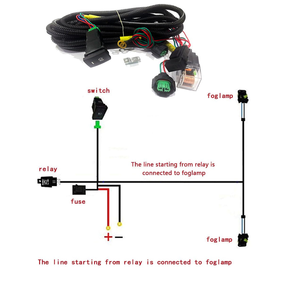 CarDost foglight harness wiring kit with LED switch