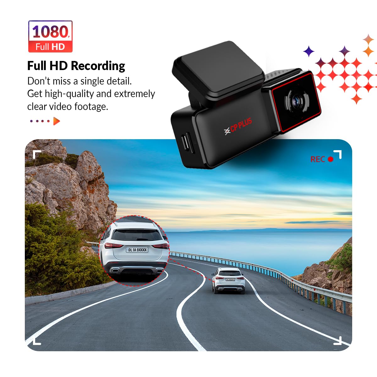CP PLUS CarKam 1080p car dashcam, model CP-AD-H2B-W
