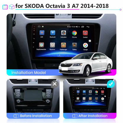 CarDost Android stereo frame for Skoda Octavia (2014), 9-inch fitment