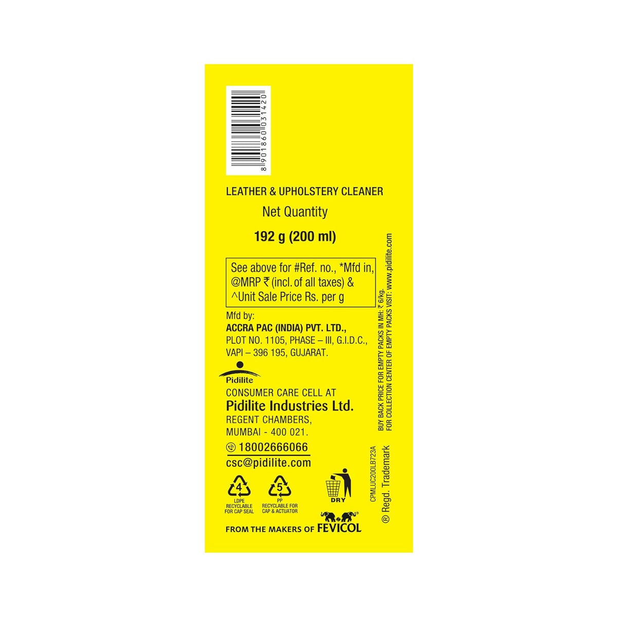 Motomax leather and upholstery cleaner bottle, 200ml