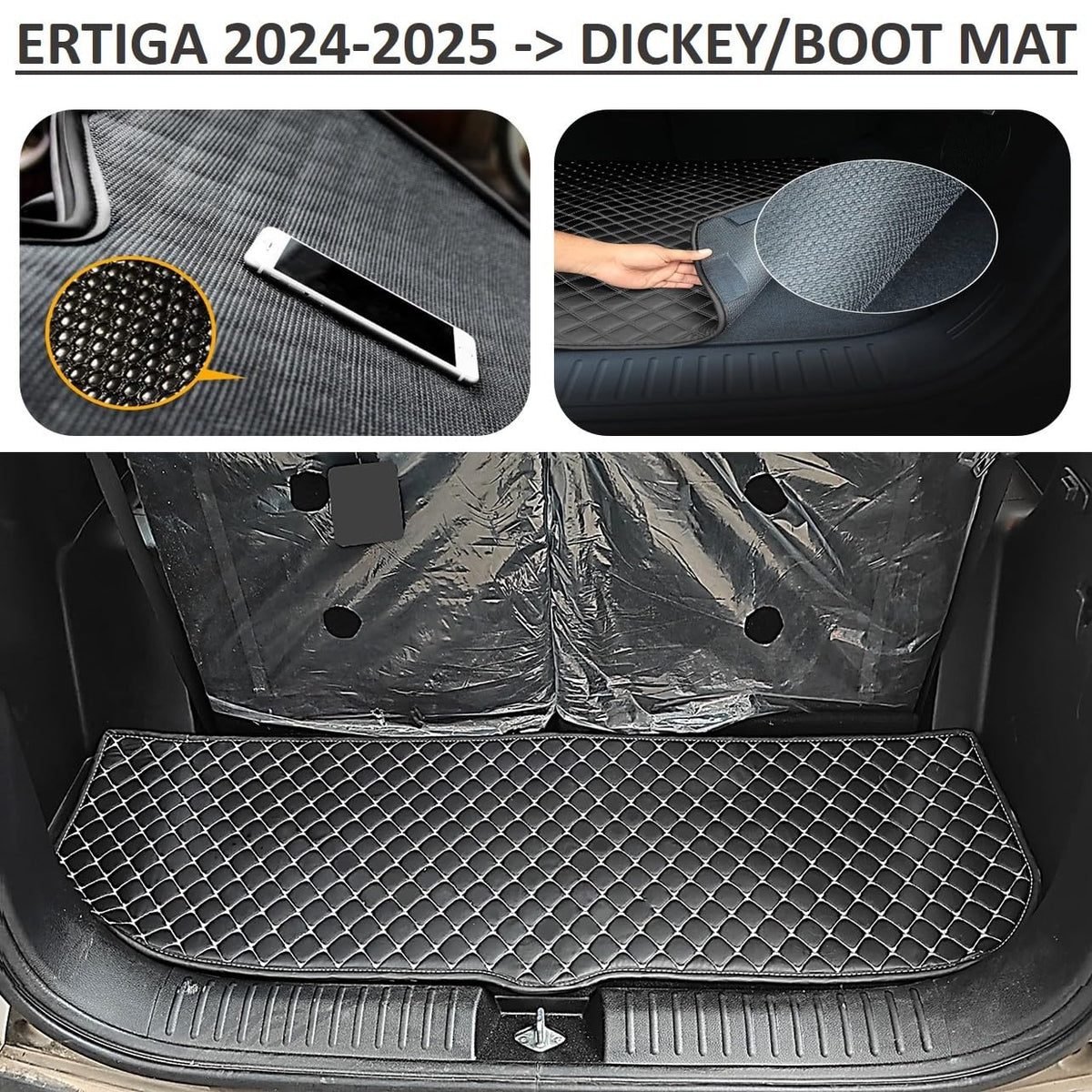 CarDost 7D car floor mat set for Ertiga, black