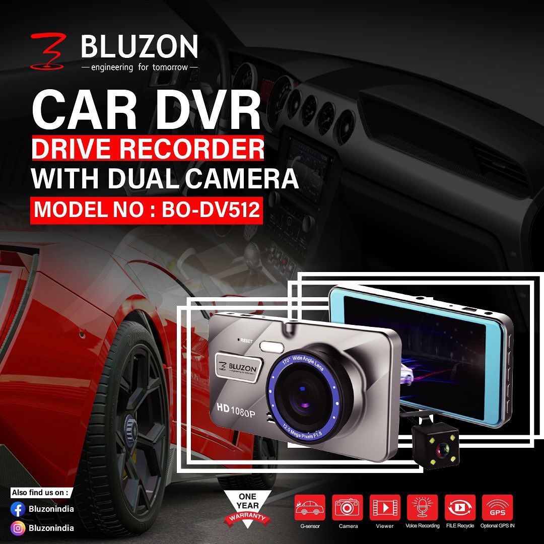 Bluzon BO-DV512 front and rear car dashcam