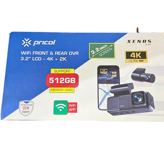 Pricol front and rear 4K WiFi car dash cam