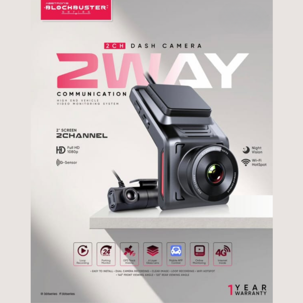 Blockbuster 2-channel 4G car dash camera