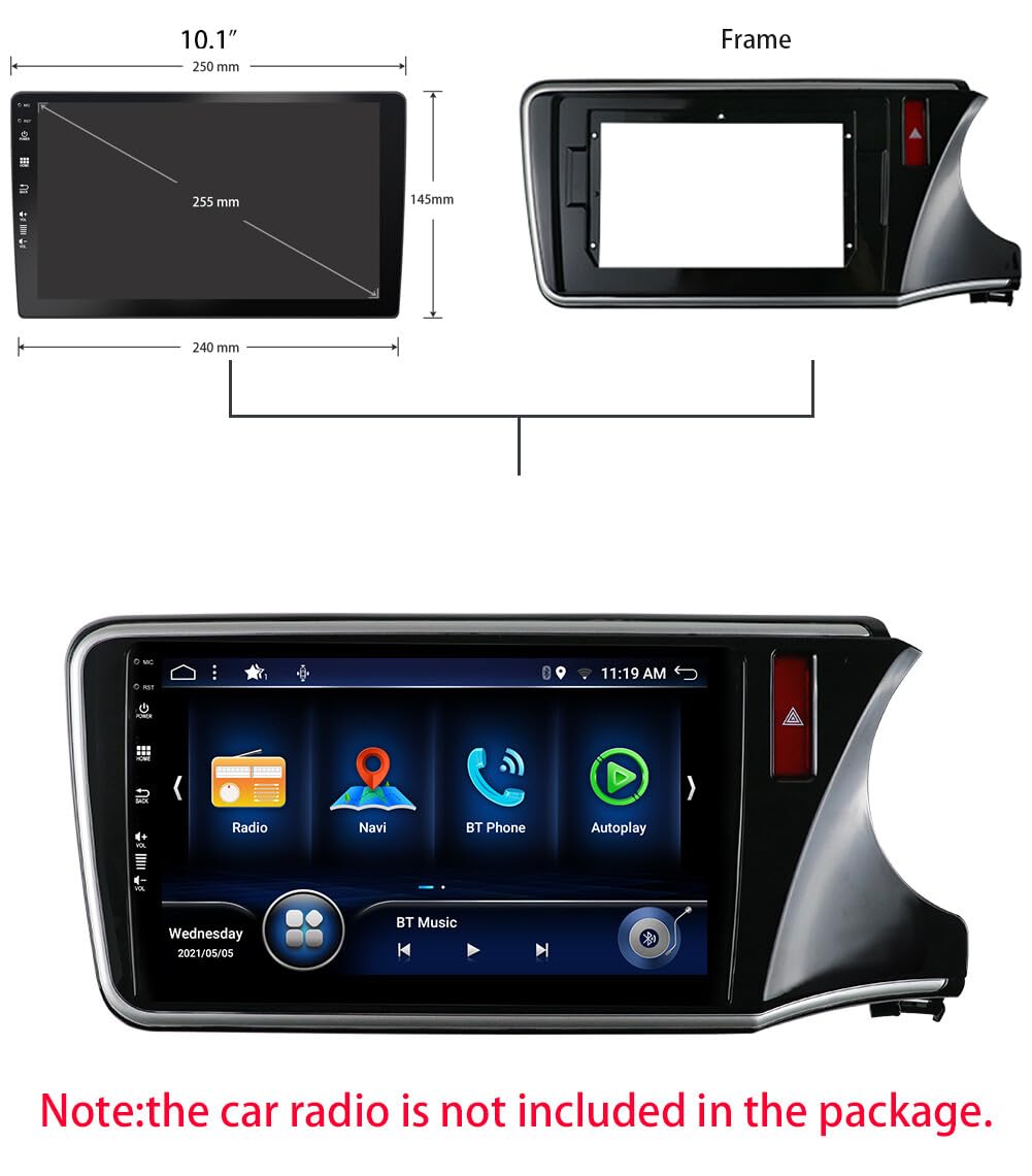 CarDost Android stereo frame for Honda City i-DTEC (2014-2020, base model), 10-inch fitment
