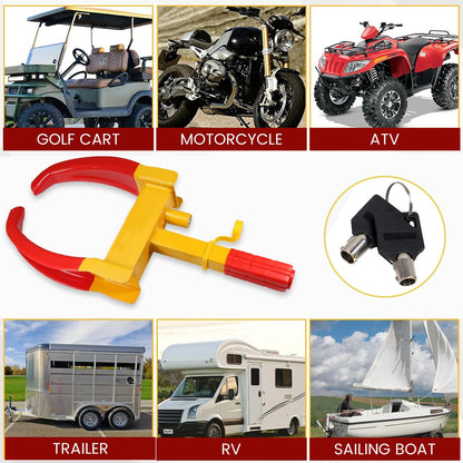 CarDost anti-theft car wheel lock clamp, red and yellow