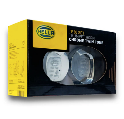 Hella TE30 chrome twin-tone trumpet horn set