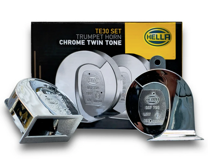 Hella TE30 chrome twin-tone trumpet horn set