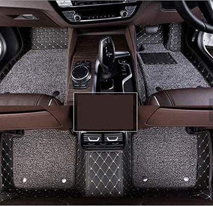 CarDost 7D floor mats for Tata Safari Storme, black with grey stitch