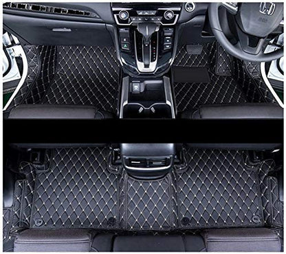 CarDost 7D floor mats for Tata Safari Storme, black with grey stitch