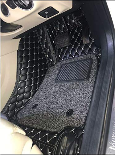 CarDost 7D floor mats for Tata Safari Storme, black with grey stitch