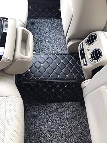 CarDost 7D floor mats for Tata Safari Storme, black with grey stitch