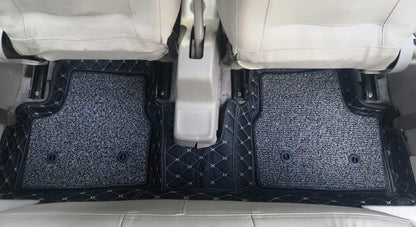 CarDost 7D floor mats for Tata Safari Storme, black with grey stitch