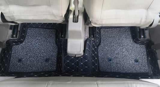 CarDost 7D floor mats for Tata Safari Storme, black with grey stitch