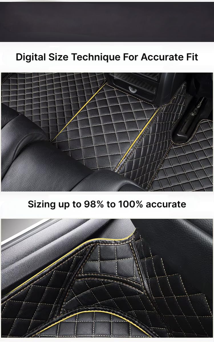 CarDost 7D floor mats for MG Hector Plus, 7-seater, black with beige stitch
