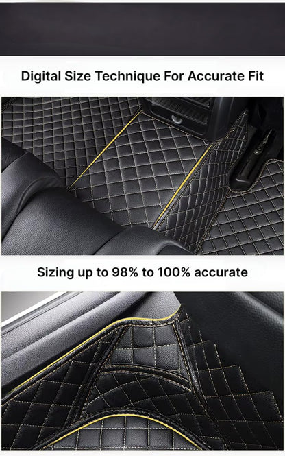 CarDost 7D floor mats for MG Hector Plus, 7-seater, black with beige stitch