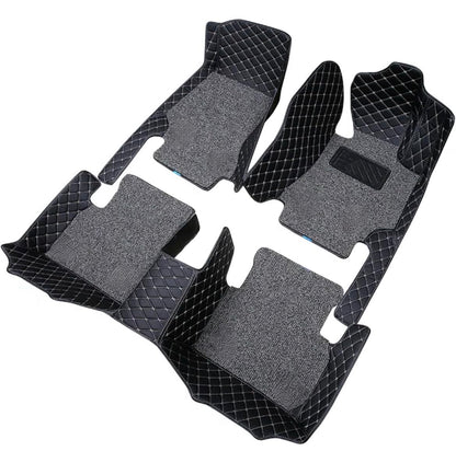 CarDost 7D floor mats for MG Hector Plus, 7-seater, black with beige stitch