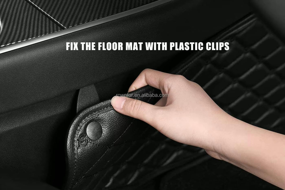 CarDost 7D floor mats for Mahindra XUV 3XO, black with beige stitch