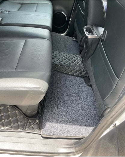 CarDost 7D floor mats for Mahindra XUV 3XO, black with beige stitch