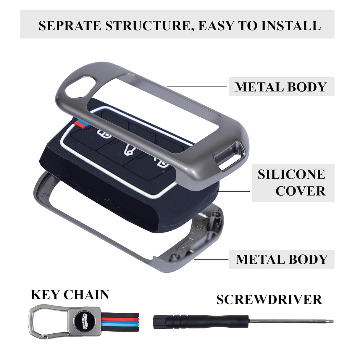 CarDost metal key cover for Mahindra Scorpio, TUV, Thar flip key