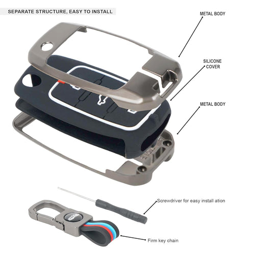 CarDost metal key cover for VW Polo, Vento, Skoda Rapid flip key