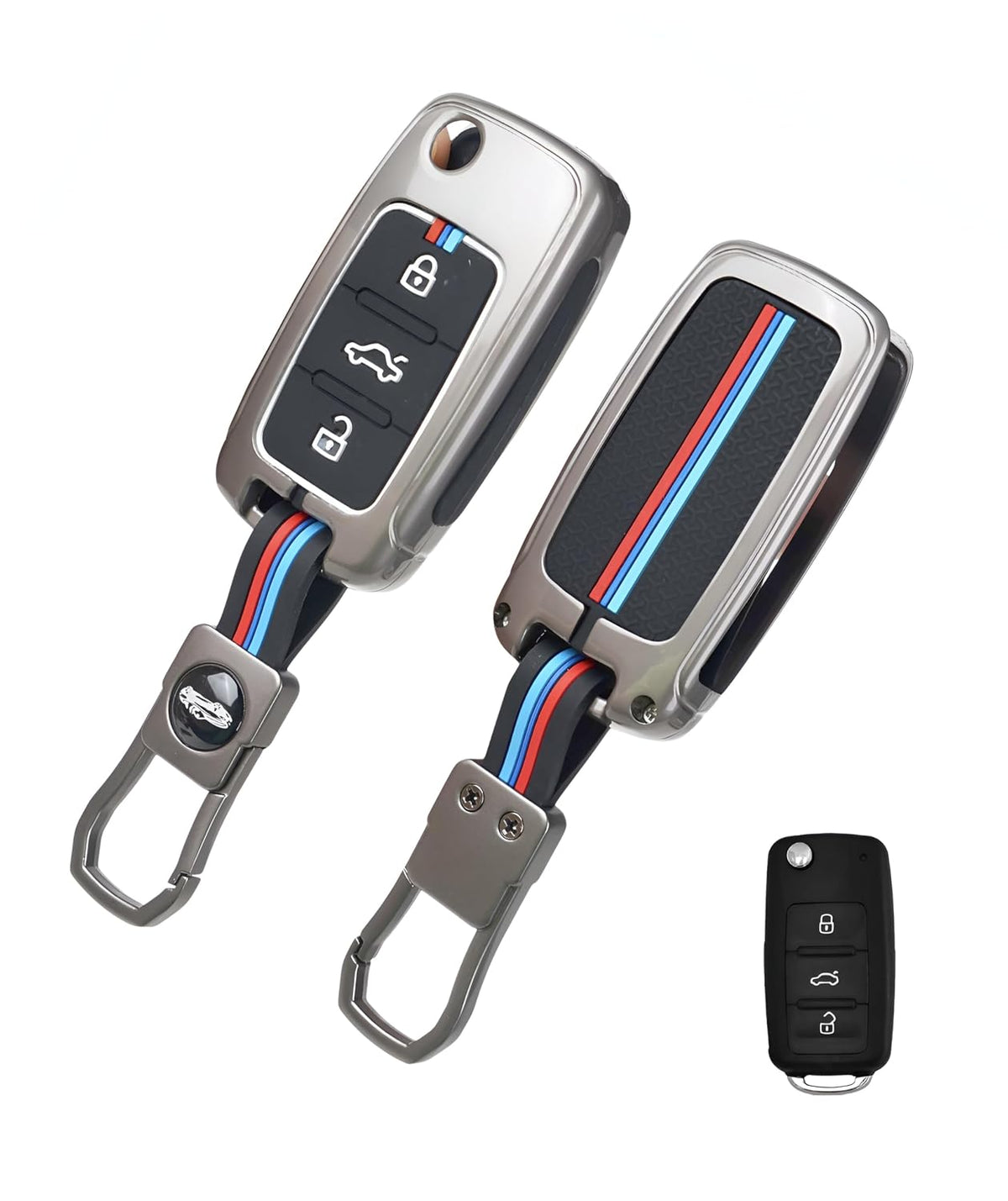 CarDost metal key cover for VW Polo, Vento, Skoda Rapid flip key