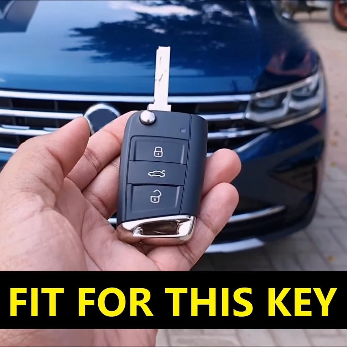 CarDost metal key cover for Skoda Kylaq, Slavia, VW Taigun flip key