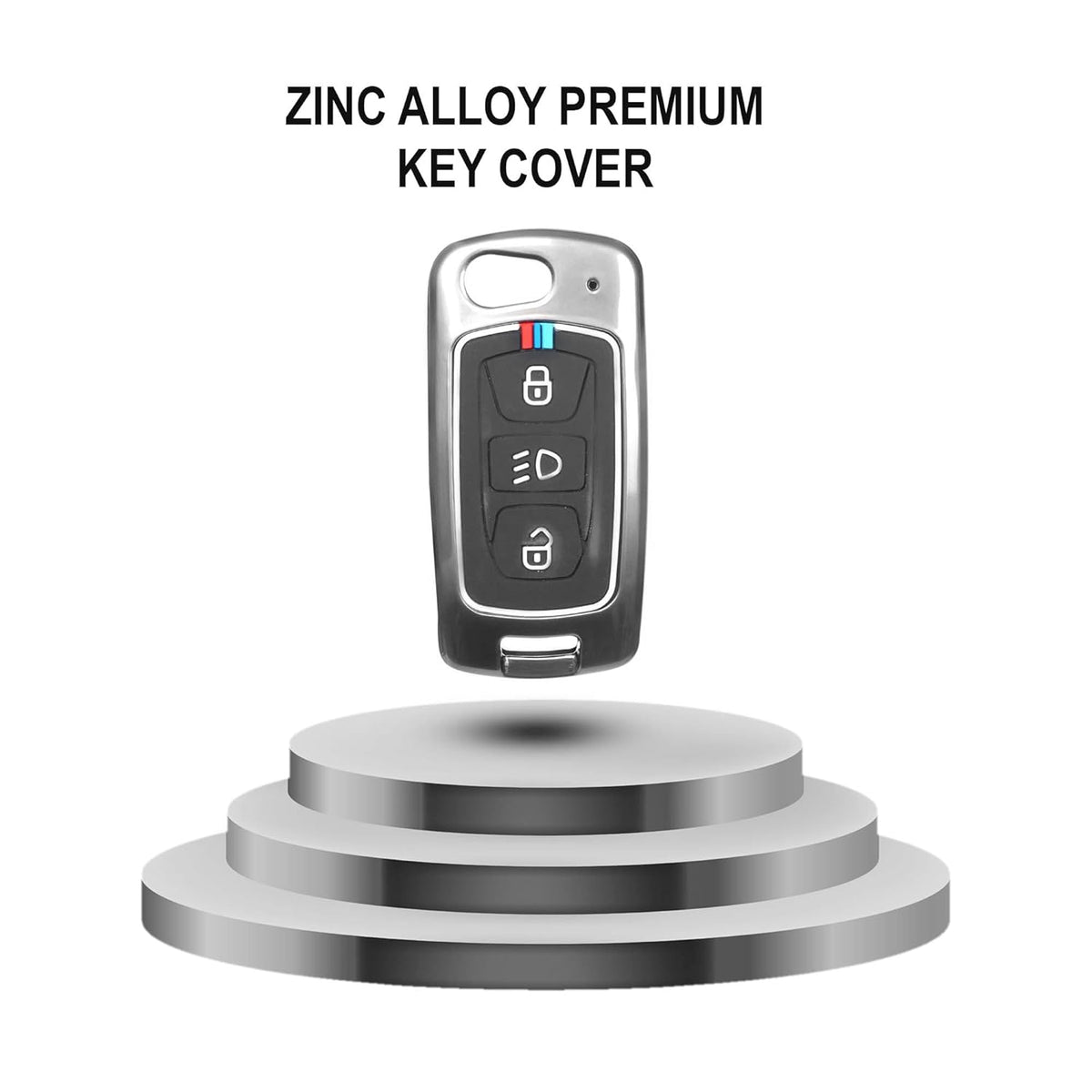 Premium metal key cover for Tata 3-button flip key