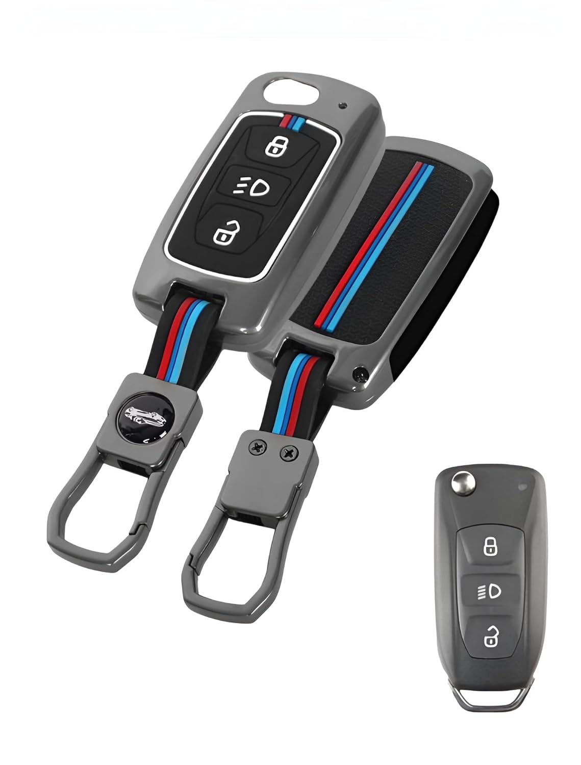 Premium metal key cover for Tata 3-button flip key