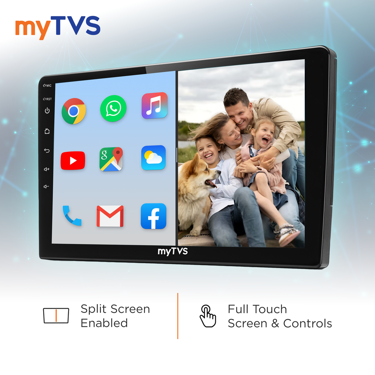 myTVS 9 inch Android car player, 4GB RAM/64GB storage