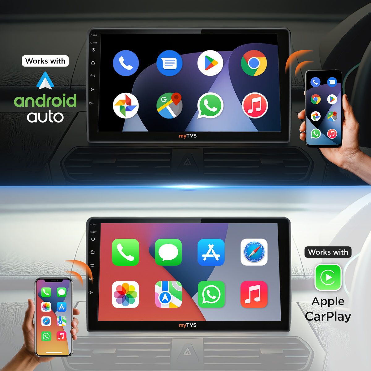 myTVS 9 inch Android car player, 2GB RAM/64GB storage