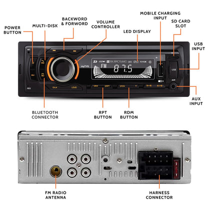 myTVS single DIN car MP3 media player with Bluetooth