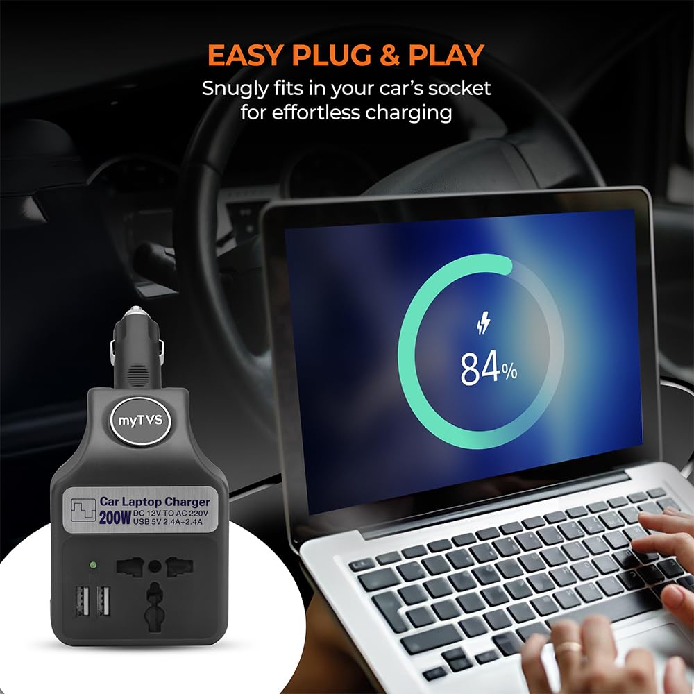 myTVS 200W car laptop and mobile charger power inverter