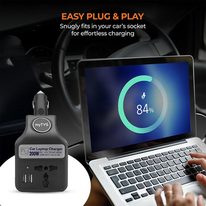 myTVS 200W car laptop and mobile charger power inverter