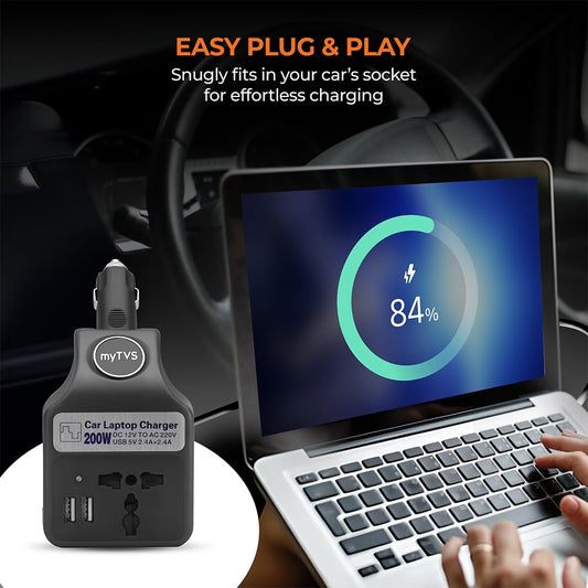 myTVS 200W car laptop and mobile charger power inverter