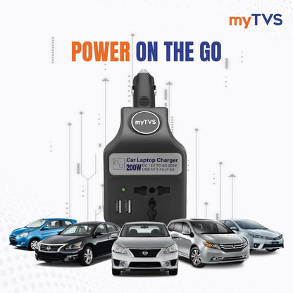 myTVS 200W car laptop and mobile charger power inverter