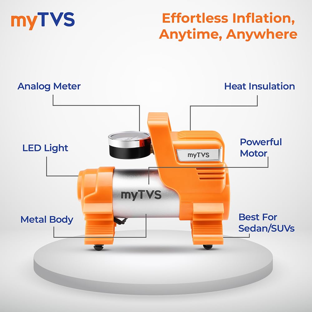 myTVS 12V car tyre inflator with LED torch