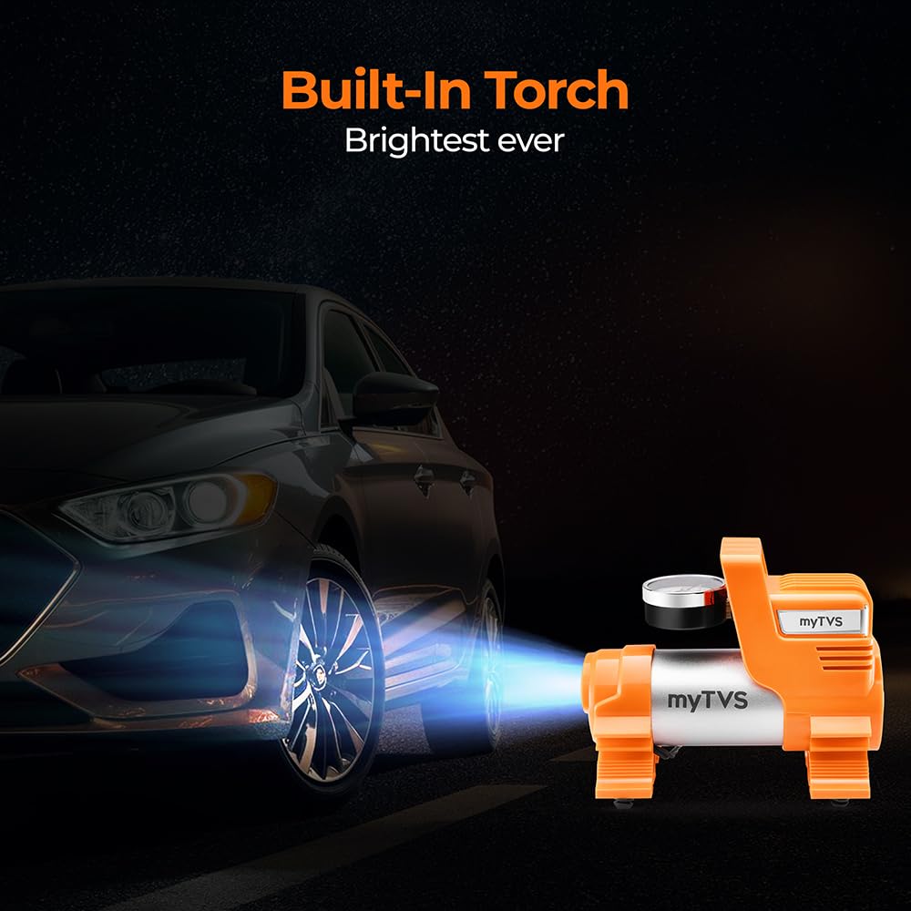 myTVS 12V car tyre inflator with LED torch