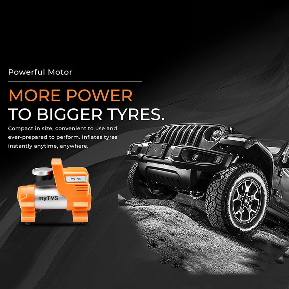 myTVS 12V car tyre inflator with LED torch