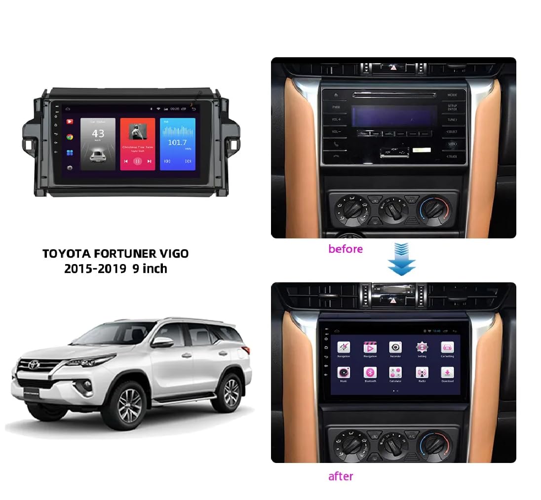 CarDost 9 inch Android frame for Toyota Fortuner Vigo