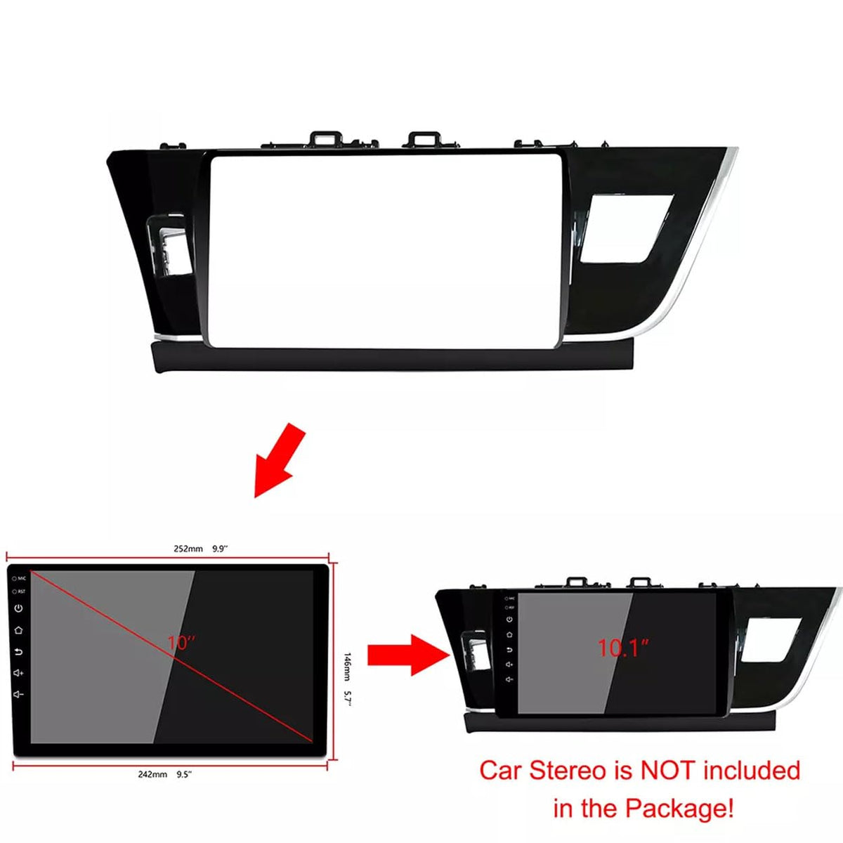 CarDost 9 inch Android frame for Toyota Corolla Altis, 2014-2017