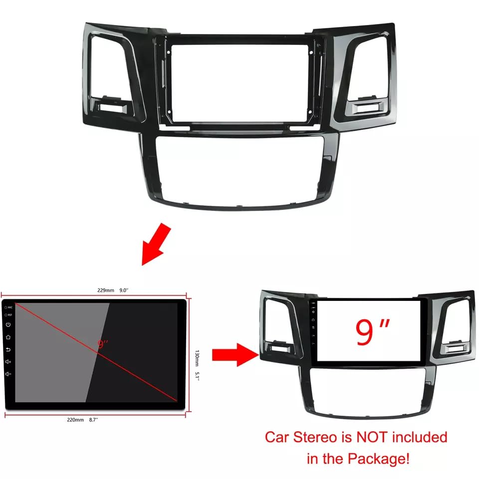 CarDost 9 inch Android frame for Toyota Fortuner, 2008-2015