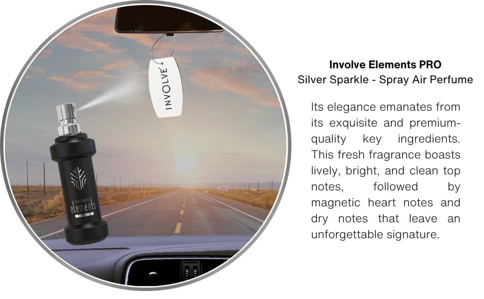 Involve Elements Pro Silver Sparkle car perfume spray bottle