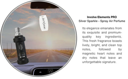 Involve Elements Pro Silver Sparkle car perfume spray bottle