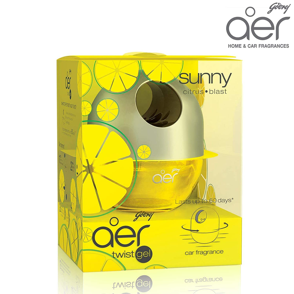 Godrej aer Twist car air freshener, Sunny Citrus Blast, 45g