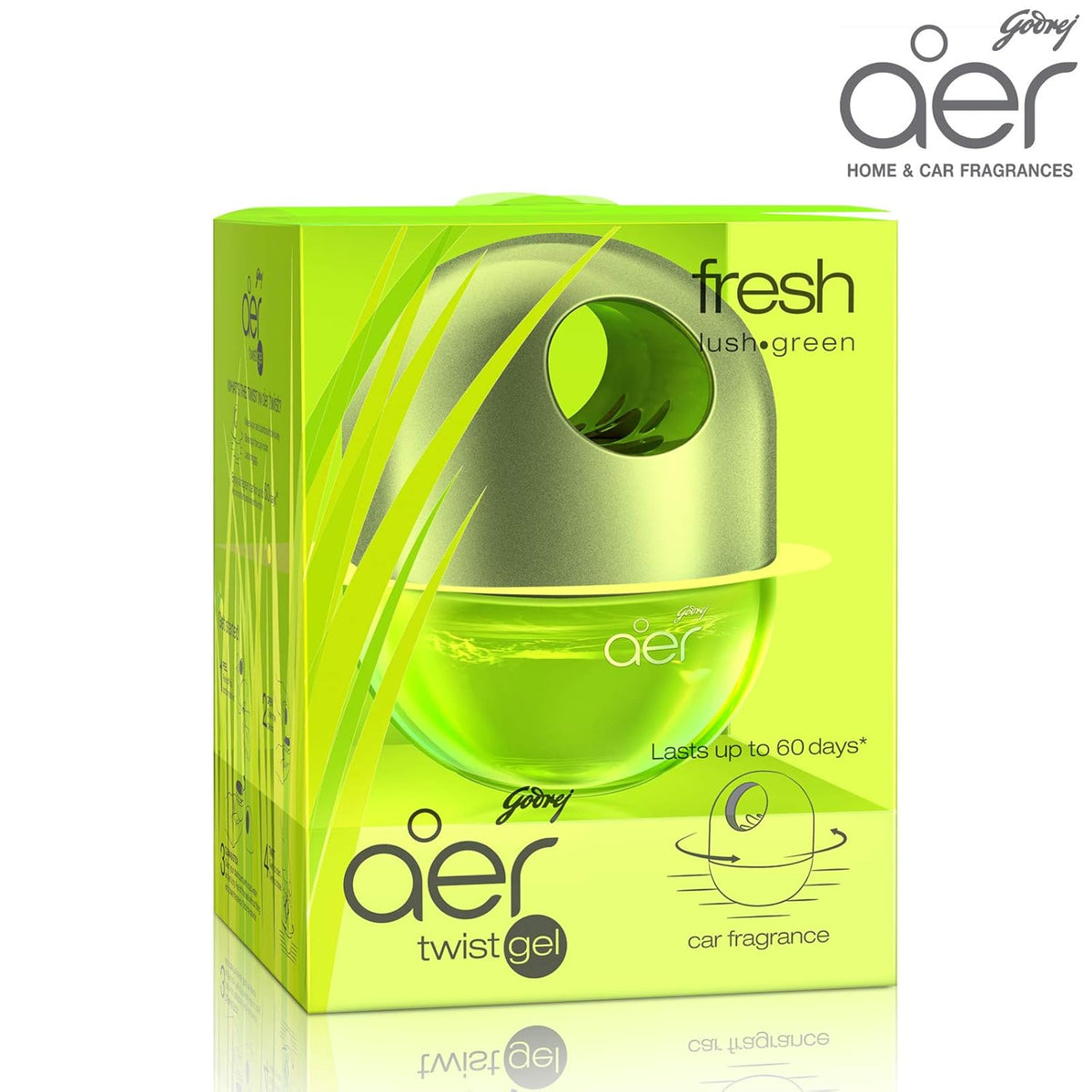 Godrej aer Twist car air freshener, Fresh Lush Green, 45g