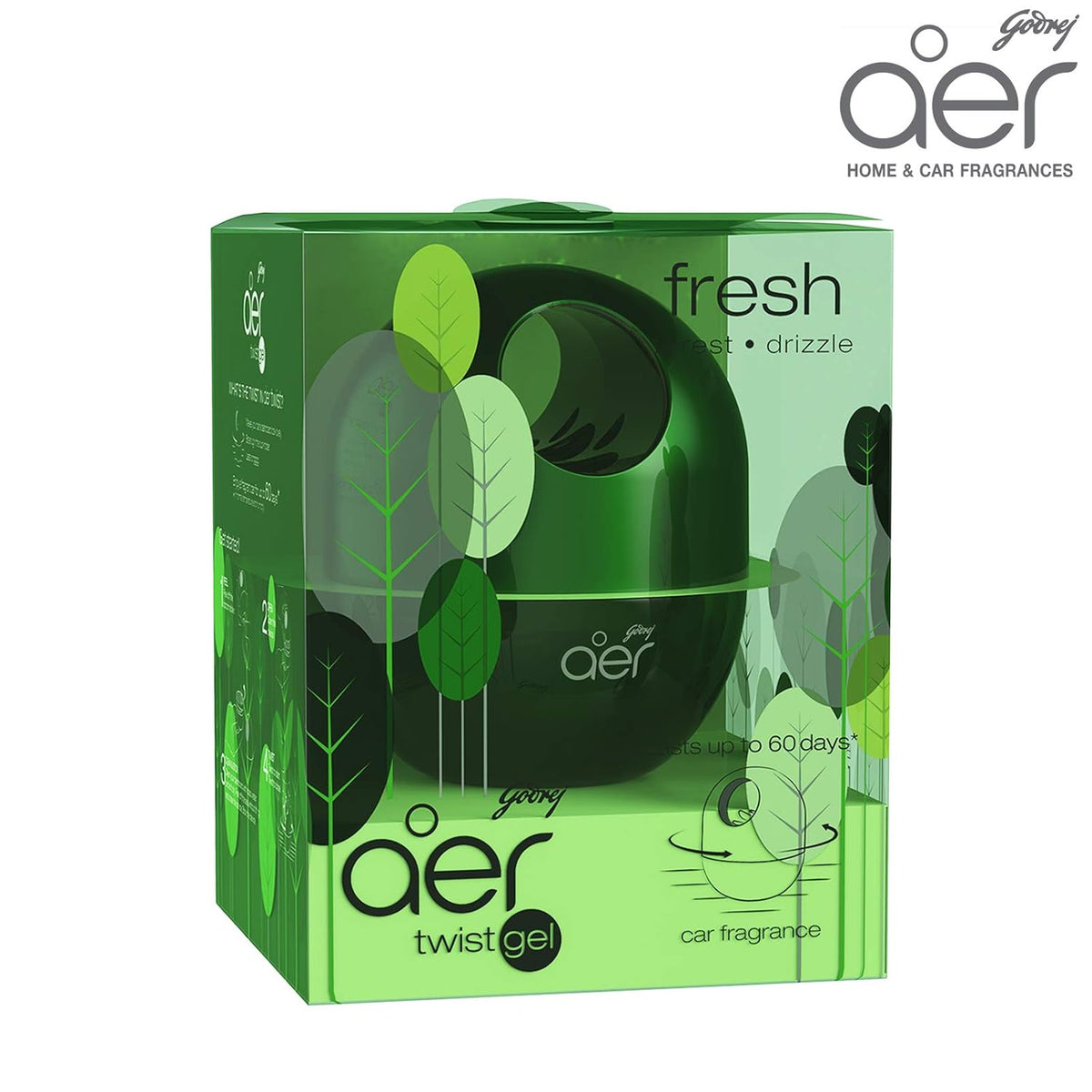 Godrej aer Twist car air freshener, Fresh Forest Drizzle, 45g