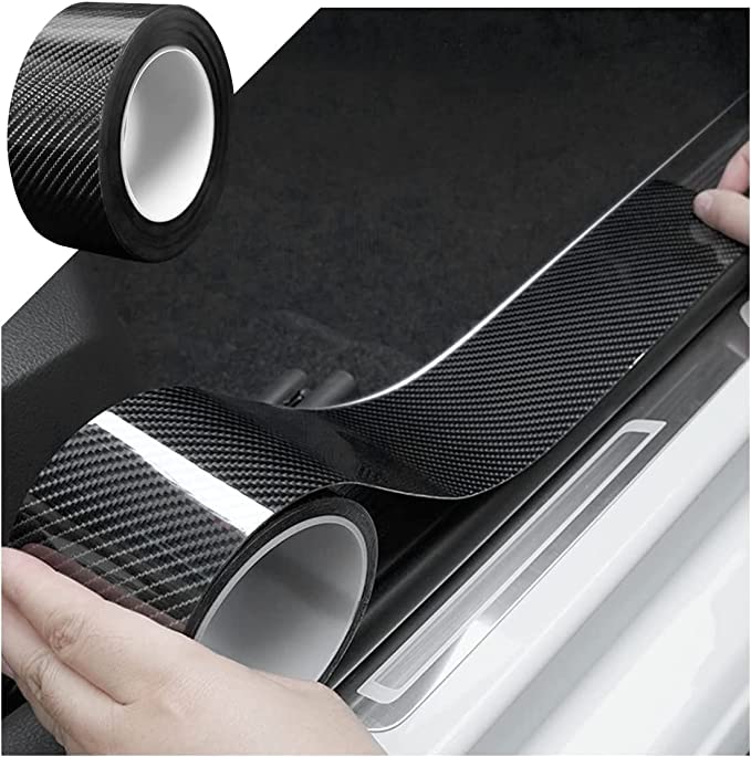 CarDost carbon fiber car door sill protector strip, black